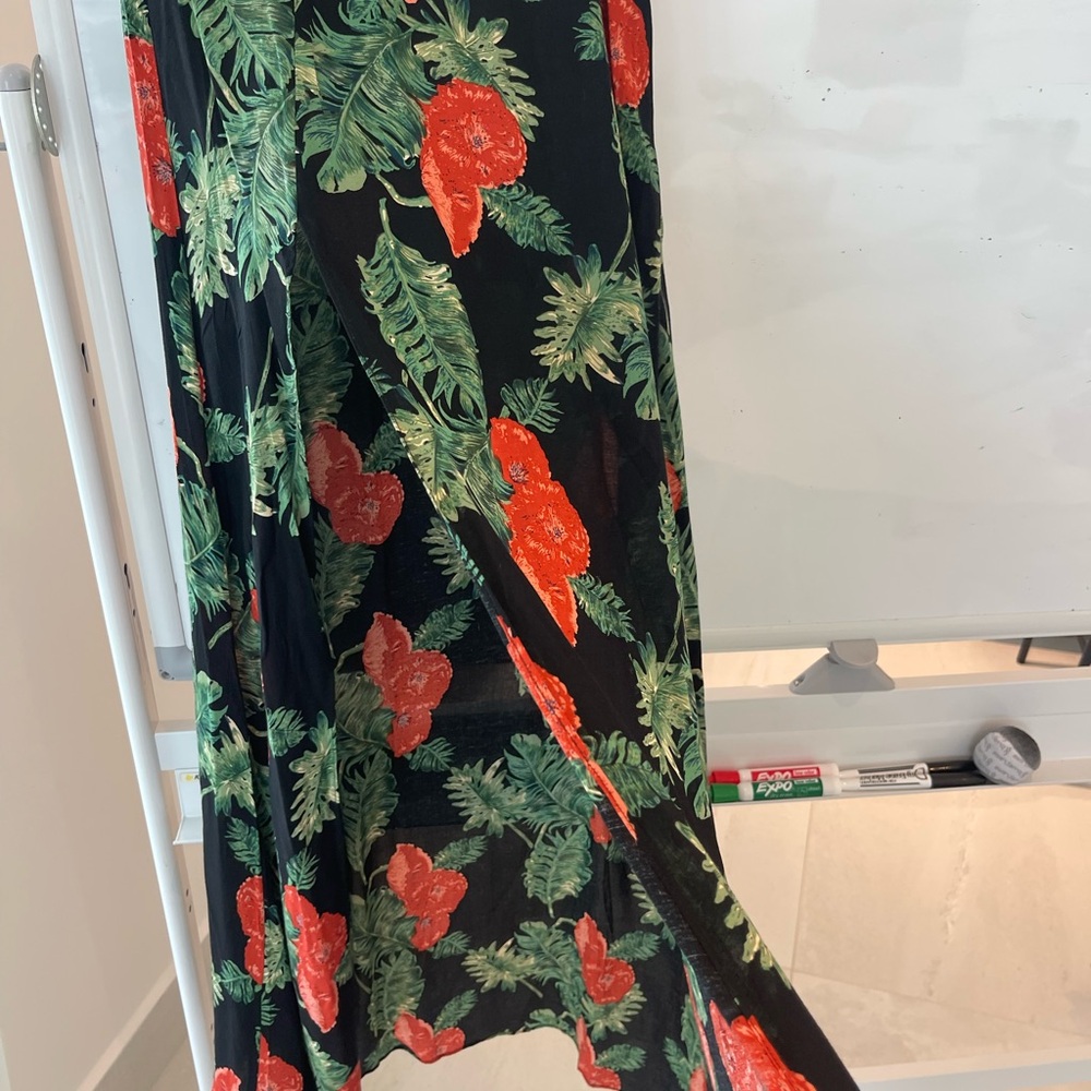 XIX Palm Floral Black Maxi Skirt